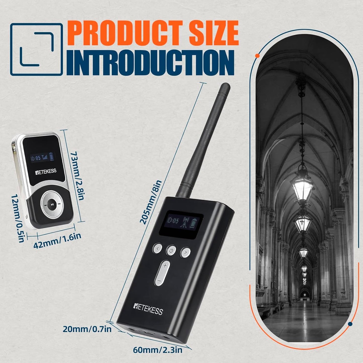 Retekess T130S (T130 2rd) Wireless Tour Guide System, Wireless Tour Guide System, D-Headphones, 100m, Interpreter Equipment for Tourism, Factory Tours, School (1 Transmitter, 10 Receivers)