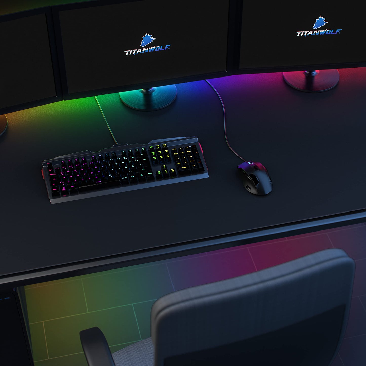 Titanwolf - XXXL Oversized Mouse Pad 1200x800 mm - XXXL Large Size - Desk Mat - rubberized back - non-slip and washable - Gaming - Precision and Speed - Black