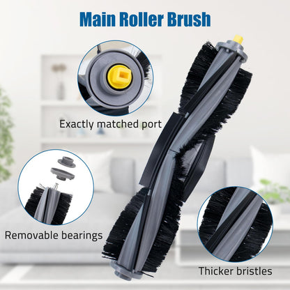 18-piece replacement accessory set for Ecovacs Deebot X1 OMNI/ X1 e OMNI/ X1 Turbo robot vacuum parts, including 1 main brush, 6 side brushes, 3 Hepa filters, 4 mopping cloths, and 4 dust bags.