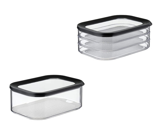 Mepal 2-piece Fresh-keeping Containers Starter Set Meat and Cheese Modula Storage Container - perfect for storing food - dishwasher safe, Nordic Black