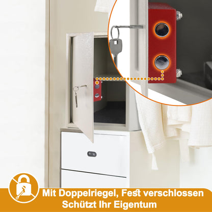 YRHome furniture safe XL-35x31x50cm with 2 key lock & mounting screws. Floor-wall safe money cabinet Beige.