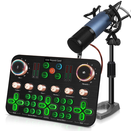 ALLWIN Streaming Microphone, Podcast Microphone Set K600 DJ Mixer Audio Interface With XLR Cardioid Condenser Microphone Podcast Production Studio For Live Streaming/PC/Recording
