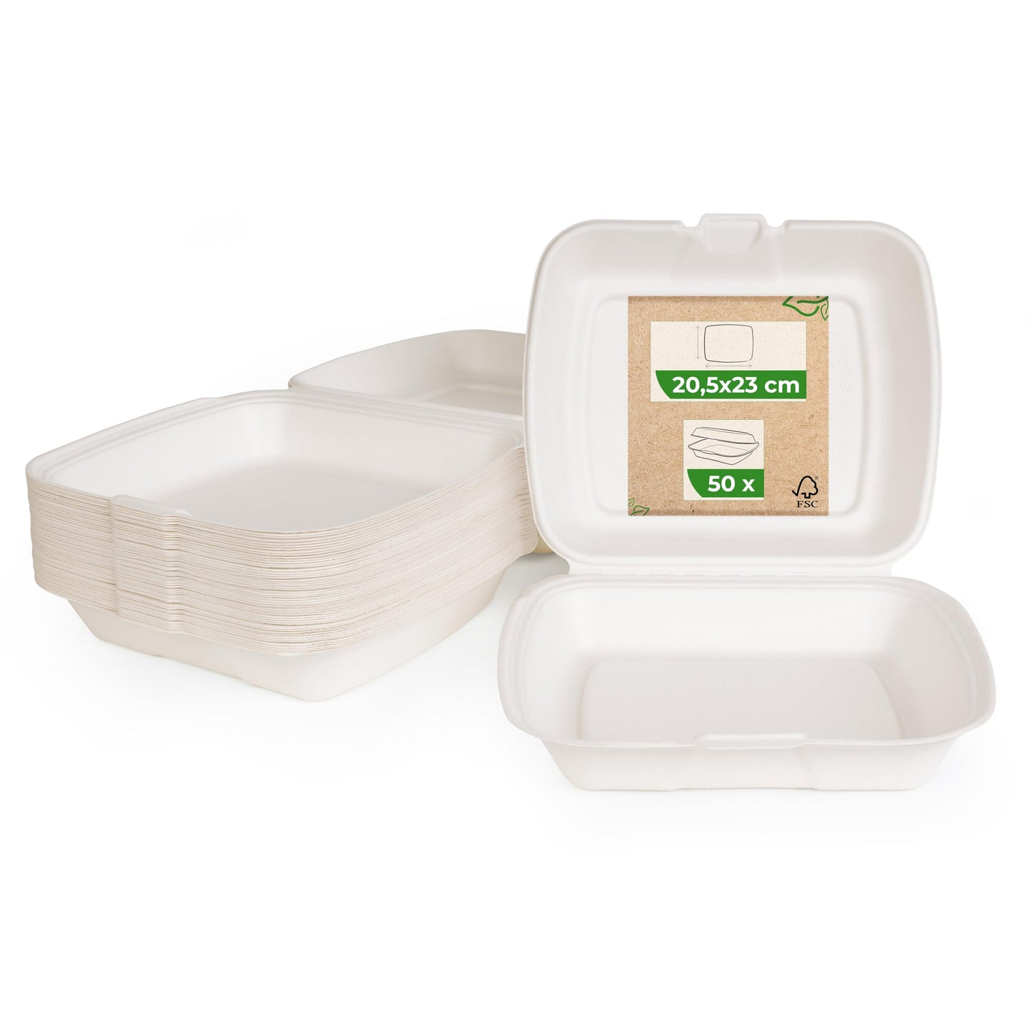 Love Nature Biodegradable Menu Box 1 Compartment 50 Pieces - Sugarcane Disposable Tableware - Disposable Menu Box - Takeaway Packaging - To-Go Food Packaging