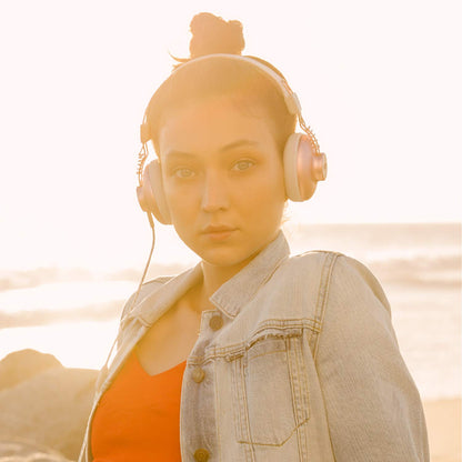 House of Marley Positive Vibration 2 headphones, noise isolation, premium sound, microphone, sustainable materials, recyclable packaging, supports One Tree Global reforestation - Copper