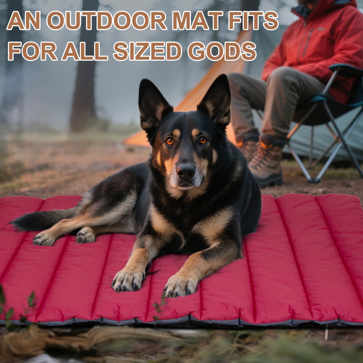 XIAPIA waterproof dog mat for outdoor use. Washable dog bed, antistatic, hygienic, foldable. Large pet travel blanket 110x68 cm (Red/Gray).