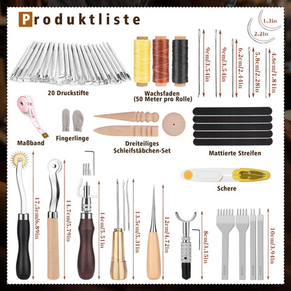 50 pieces Leather Tools and Accessories Set, Leather Tool Set with Storage Box, Leather Groover Stamp Perfect for Crafting Sewing Cutting
