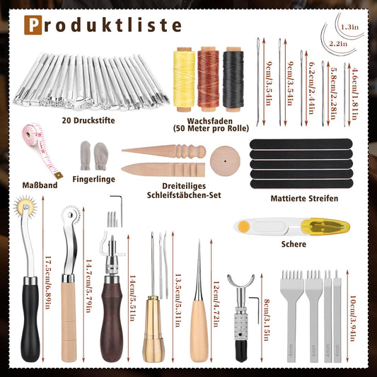 50 pieces Leather Tools and Accessories Set, Leather Tool Set with Storage Box, Leather Groover Stamp Perfect for Crafting Sewing Cutting