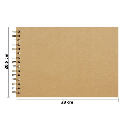 Vienrose 28.5 x 20.5 cm photo album for DIY customization and pasting with 100 pages, hardcover kraft paper spiral album scrapbook, DIY memory book for wedding, birthday, anniversary, khaki color.