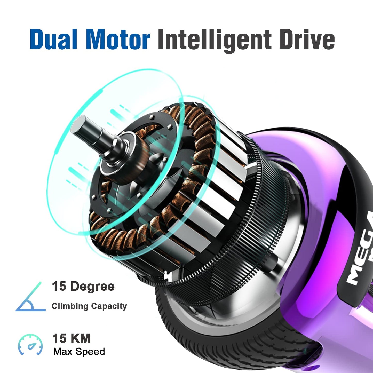 MEGA MOTION Hoverboards with Hoverkart for Kids, 6.5 inch Hoverboards with Bluetooth Speaker, with LED lights, Gift for Kids and Teens