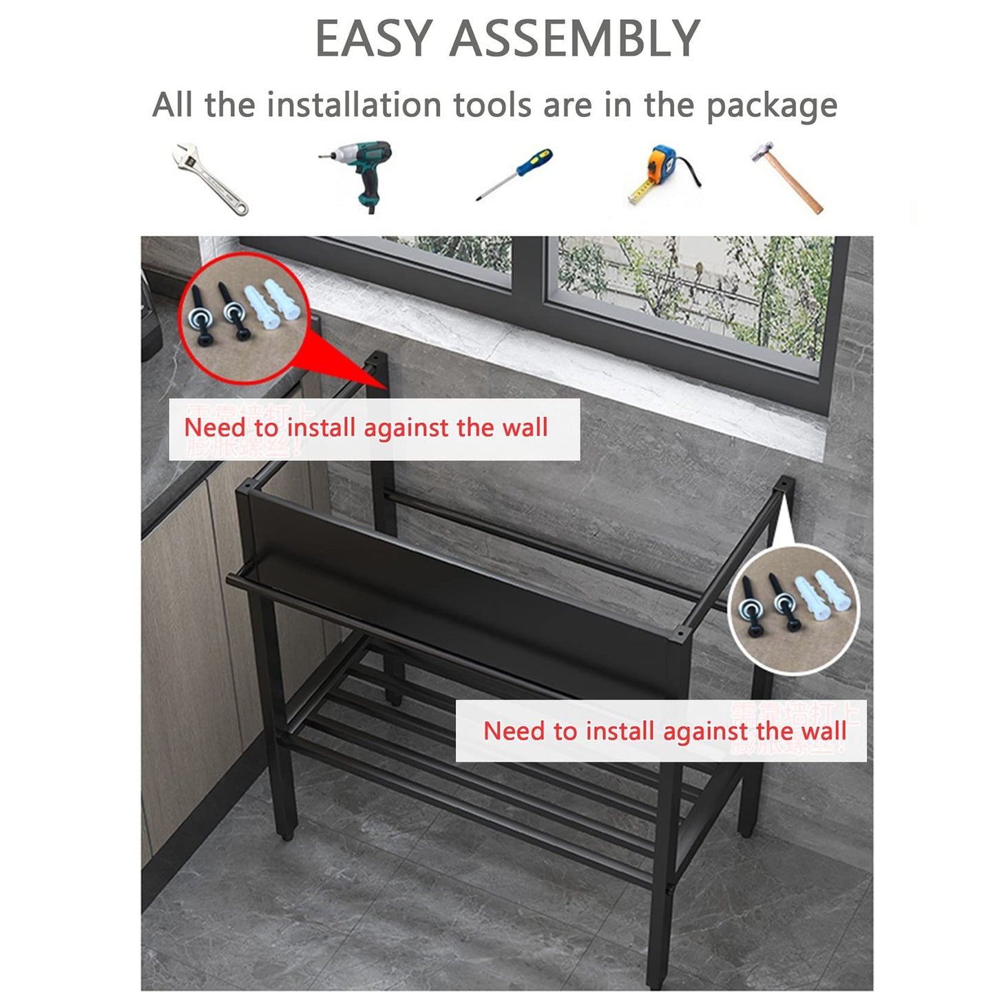 Stainless Steel Standalone Kitchen Sink in Black, with Drainboard for Kitchen Utensils. Great for Kitchen Organization and Storage. Size: 60"