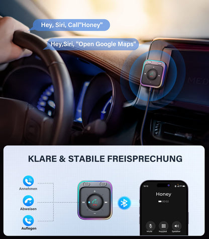 JOYROOM 2025 Aux Bluetooth Adapter Car with Hands-Free Calling, Hi-Fi Stereo Audio, USB Bluetooth 5.4 Adapter, Plug & Play Car Bluetooth Receiver Jack Aux for Car Speakers, Amplifiers.