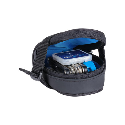 BBB Cycling bike saddle bag with universal straps for easy mounting on mountain, road, and city bikes. Saddle Bag, Racepack B, Black.