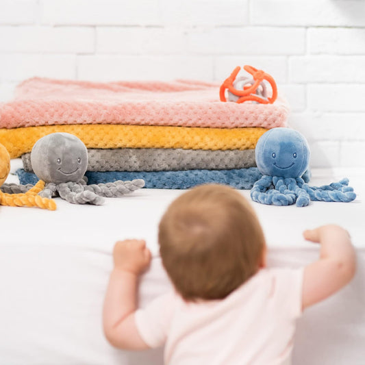 Nattou NATLAP877565 Octopus Plush Toy, For Newborns and Preemies, 23 cm, Lapidou, Blue