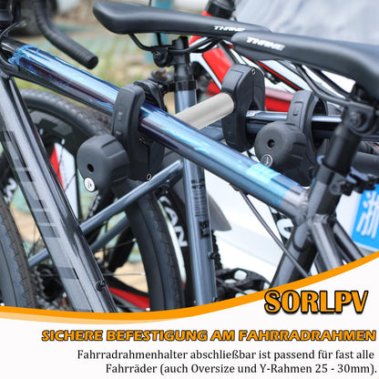 Sorlpv Bike Carrier Frame Holder 32CM Length, Universal Short Bike Frame Holder Lockable, Aluminum Frame Holder for Bike Frame Diameter: Ø 3-6cm