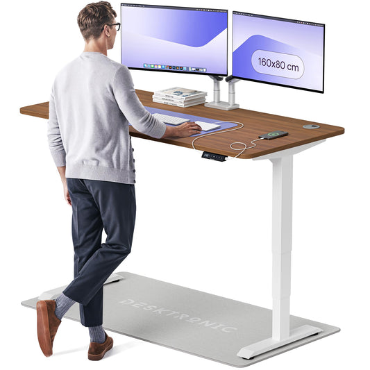 Desktronic HomePro Height Adjustable Desk 160 × 80 cm - Electric Desk with Two Electric Motors, Touchscreen Control, and Integrated USB-A and USB-C Charging Ports