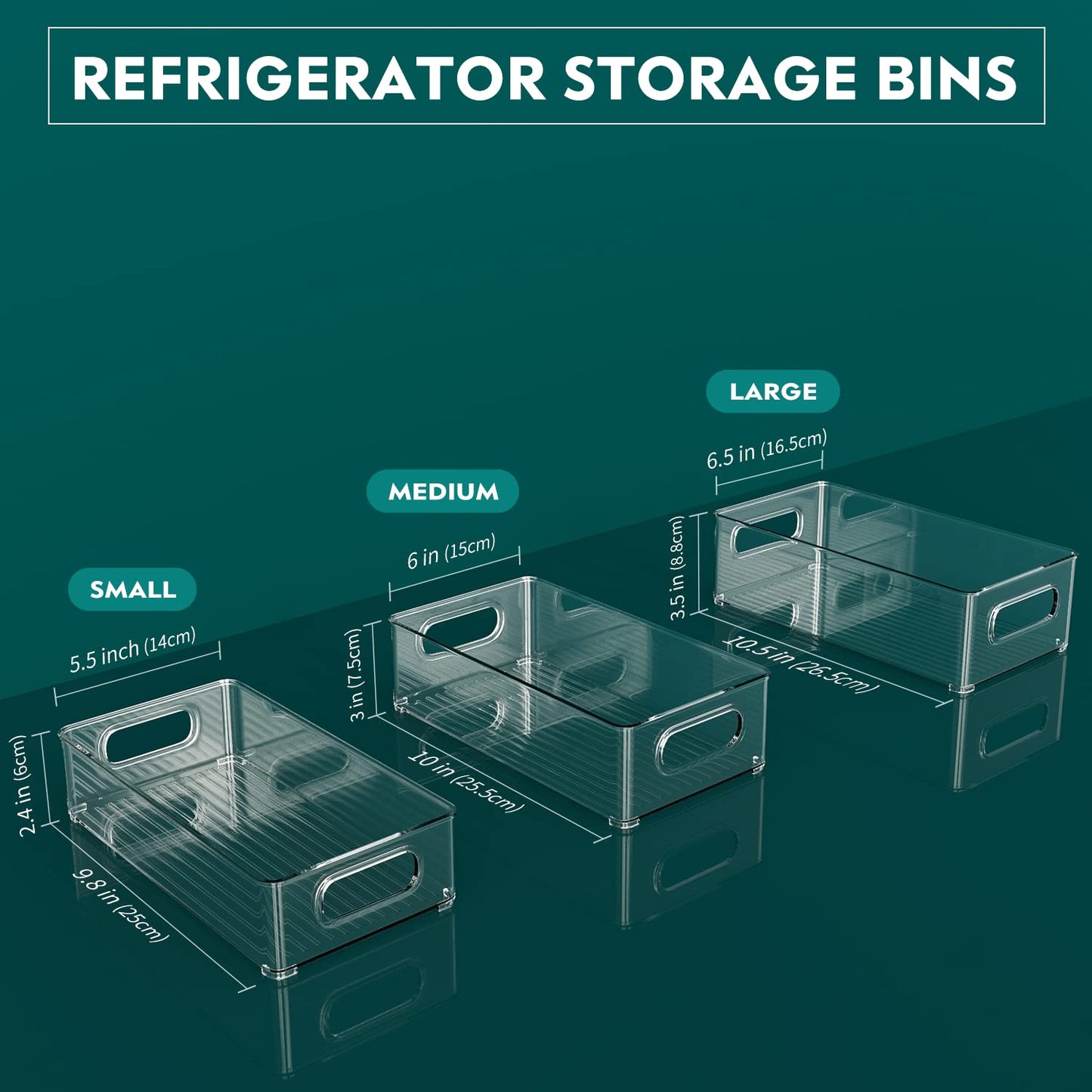 THLEITE Fridge Organizer Stackable 9-Piece Set (3 Sizes), High-Quality Pantry Storage Containers with Handle, Transparent Storage Box, Ideal for Kitchen, Fridge, Cabinets - BPA Free