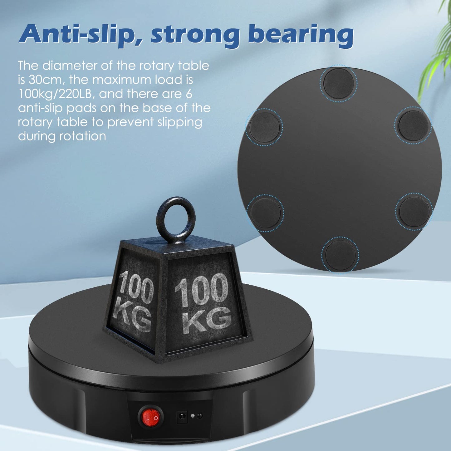 PanT Electric Rotating Display Stand, 360 degrees, 30 cm, Black, 100 kg Capacity, Remote Control, Stable Rotation, Perfect for Exhibitions, Shop Windows, Product Presentations