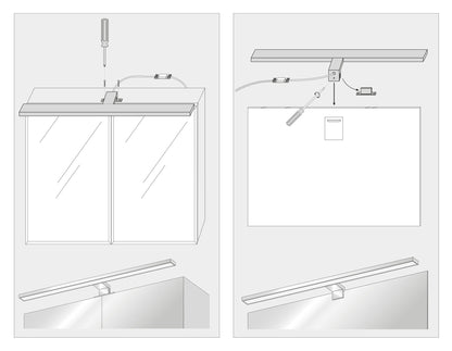 SEBSON LED mirror light 120cm bathroom IP44 - cabinet surface-mounted light + mirror clamp light, neutral white 4000K 15W makeup light mirror lamp 1200x98x44mm
