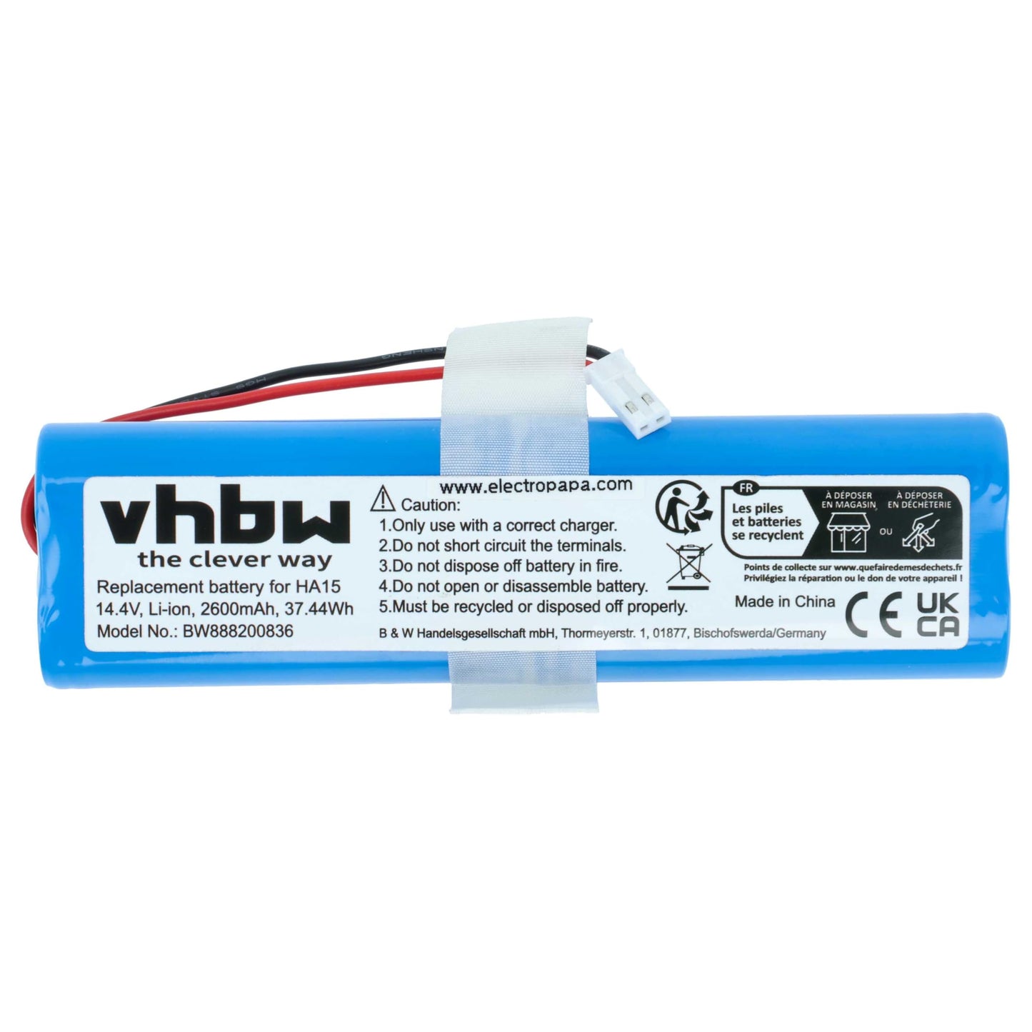 vhbw battery compatible with Medion MD 18500, 18501, 18600 vacuum cleaner Home Cleaner home robot (2600mAh, 14.4V, Li-Ion)