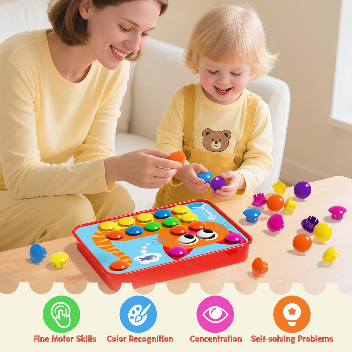 AMOSTING Matching Game for 2+, kids learning colors, toy for 2 and 3 year olds, 20 picture cards