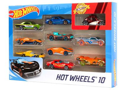 Hot Wheels 1:64 Die-Cast Car Gift Set, 10 toy cars, random selection, toy cars for ages 3 and up, 10 pack, Multicolor, 54886.