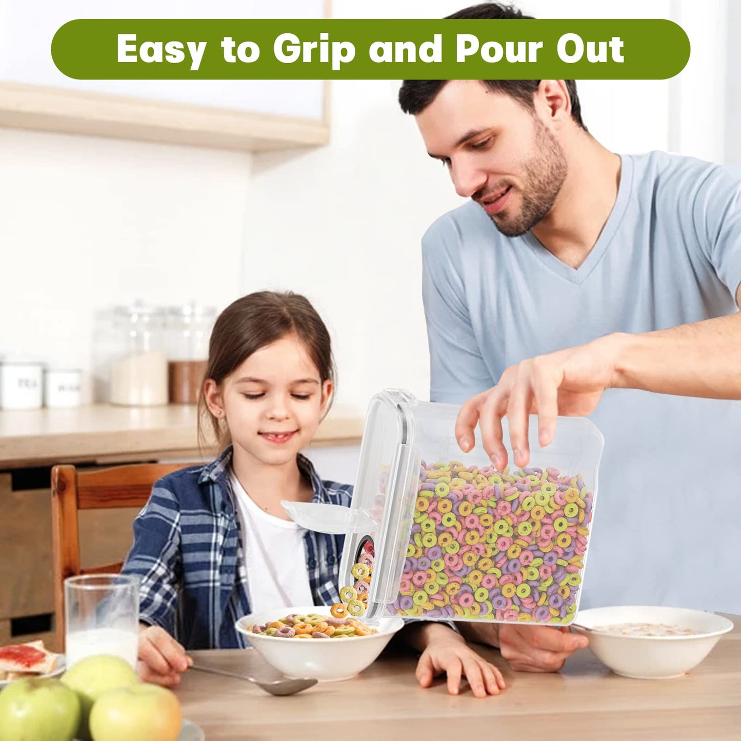 Without 4L Food Storage Containers Airtight 4-Pack, Kitchen Storage Box with Plastic Lid, Food Canisters for Cereal, Flour, Granola