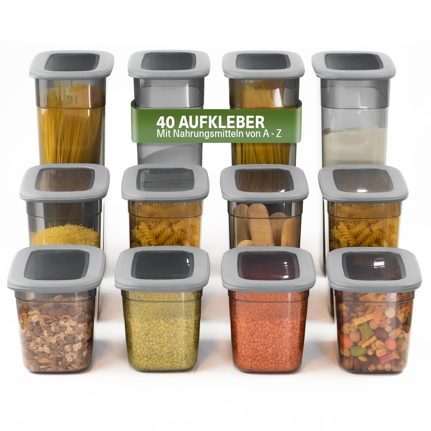 Viware's airtight and square containers with lids - set of 12 storage containers for flour, cereals, and sugar - BPA-free kitchen organizers - airtight kitchen storage box.