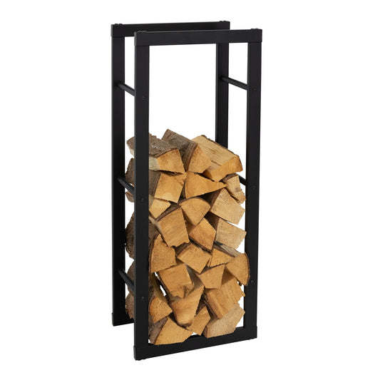 ML-Design fireplace log rack 40x100x25cm rectangular black metal, indoor/outdoor, coated steel firewood storage, fireplace stand firewood holder log rack for fireplace/stove.