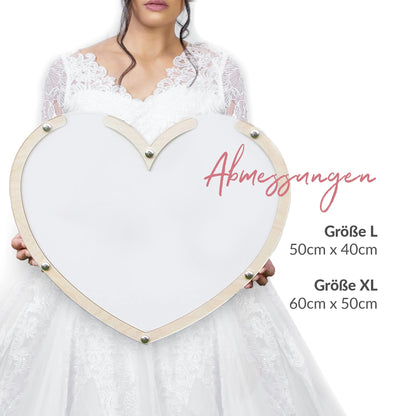 "Wooden heart guest book personalized 50x42x1.5cm | includes 100 hearts for writing | Wedding guest book with acrylic glass | The unique eye-catcher Made in Germany!"