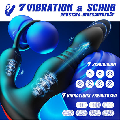 Anal plug sex toy for men, anal dildo vibrator, prostate stimulator massage device, butt plug penis ring thrust dildo app remote control butt plug with 7 vibration modes and 7 thrust modes.