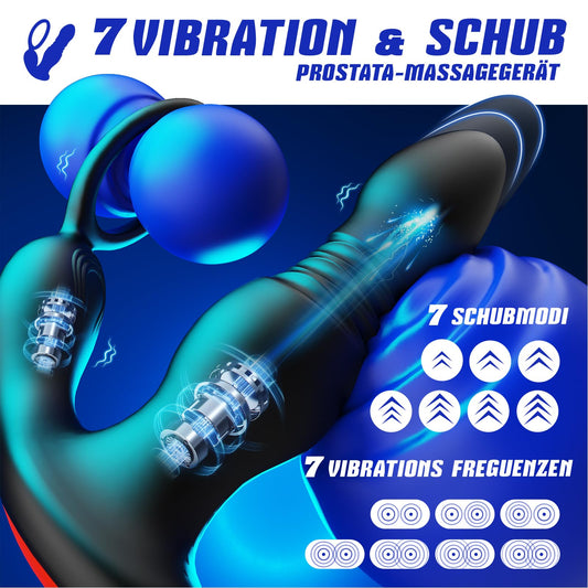 Anal plug sex toy for men, anal dildo vibrator, prostate stimulator massage device, butt plug penis ring thrust dildo app remote control butt plug with 7 vibration modes and 7 thrust modes.
