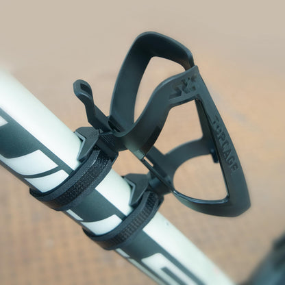 SKS GERMANY ANYWHERE TOPCAGE Bottle holder, bike accessory, holder for bottles on bicycles, including straps for tubes up to 80 mm in diameter, secure bottle grip, black.