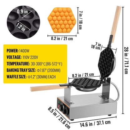 BananaB Waffle Maker 1400w Waffle Machine Waffle Iron 6 kg Waffle Maker Waffle Size Baking Tray Kitchen Appliances Commercial Egg Waffle Maker Stainless Steel 220v.