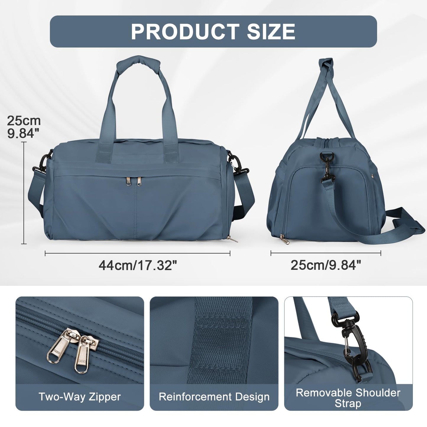 HYC00 Sport Duffel Bag Women's Gym Bag with Shoe Compartment, Travel Bag, Weekender, Carry-on Bag for Plane, Fitness Bag, Swim Bag, Training Bag, Overnight Bag, Royal Blue.