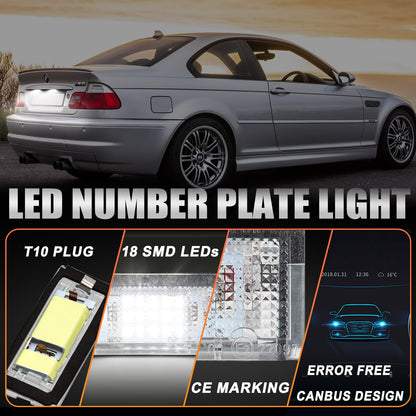 OZ-LAMP LED license plate light for BMW E46 4D Sedan 5D Touring, license plate with Canbus, number plate light, 18 * 2835 SMD, 2 pieces.