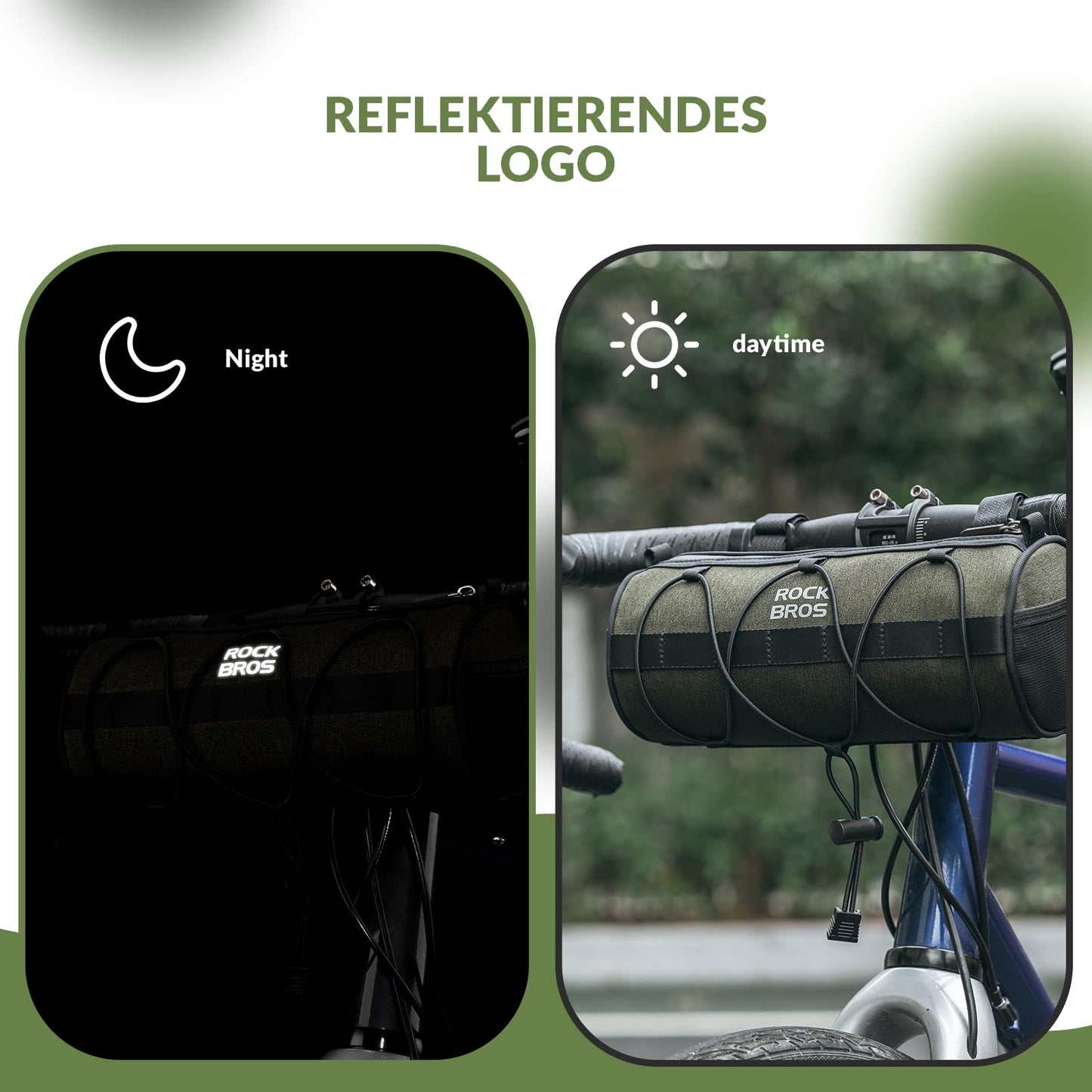 ROCKBROS bike handlebar bag, Multifunctional bike bag handlebar storage bag with shoulder strap for MTB, road bike approx. 2L.