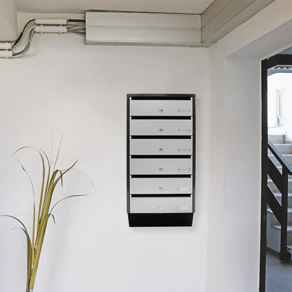 Rottner Depot 6 Letterbox System Silver Black Cylinder lock 2 keys per compartment Name tag holder included Mounting material