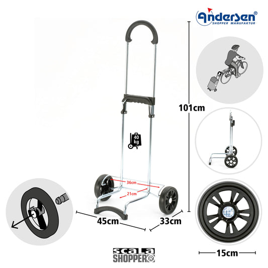 Andersen shopping trolley - foldable - 36 liters - capacity 40 kg - steel frame - trolley - wheel Ø 15 cm - Scala Shopper Ebba black