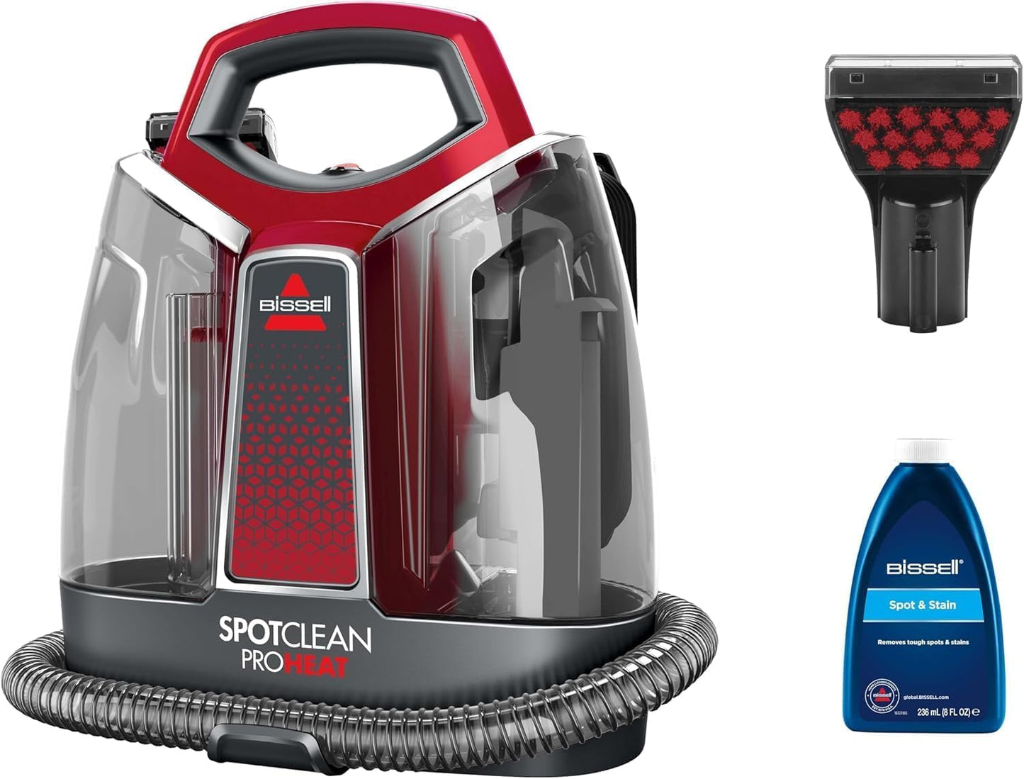 BISSELL SpotClean ProHeat, upholstery cleaner device, carpet cleaner with HeatWave technology, compact carpet cleaner, wet vacuum for carpets, upholstery, car & more, powerful 330W motor, 36988