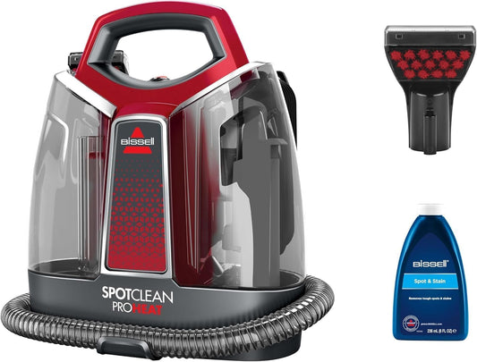BISSELL SpotClean ProHeat, upholstery cleaner device, carpet cleaner with HeatWave technology, compact carpet cleaner, wet vacuum for carpets, upholstery, car & more, powerful 330W motor, 36988