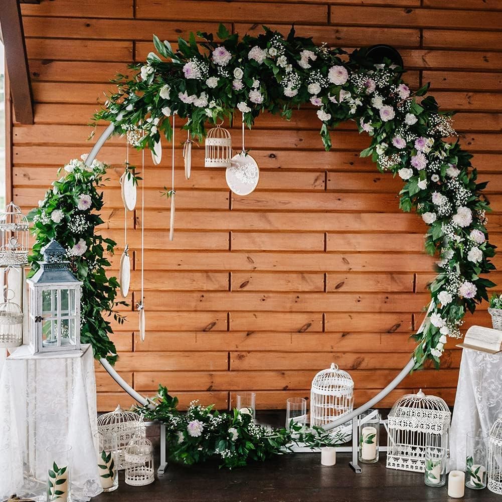 2M Metal Balloon Arch Kit, Iron Wedding Arch, DIY Metal Round Balloon Arch Garland, Round Ring Balloon Arch Kit, DIY Curved Bows, Flower Decor for Birthday Party, Christmas, Wedding