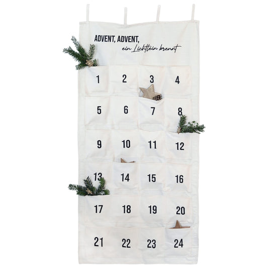 Paper Dragons fabric Advent calendar 2024 for filling - a little light is burning - high quality embroidered - fabric bags for decorating yourself - gift pouches - reusable tapestry set No. 31