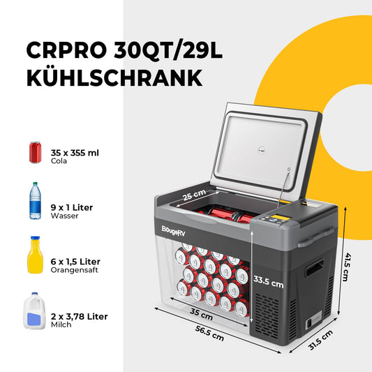 BougeRV CRPRO 29L 12V/24V Compressor Cooler (Black) and 277Wh Portable Power Station for CRPRO Cooler.