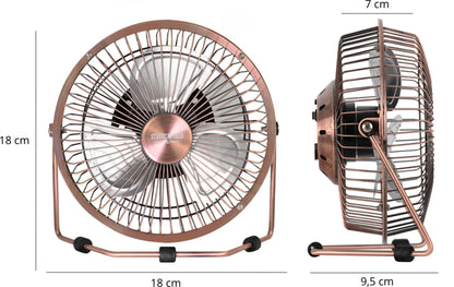 Stagecaptain TV-60U MkII 6" USB desk fan - perfect for desks and small living spaces - 6" fan blade - made entirely of sturdy metal - infinitely adjustable angle - powered by USB port