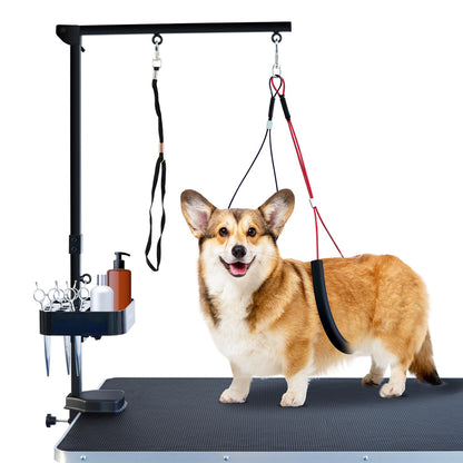 SHELANDY Grooming Arm with Clamp for large and small dogs, 35 inches, height adjustable, including Two Non-sitting Haunch Holder, Black