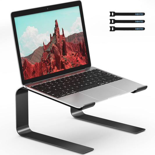 BONTEC Ergonomic Laptop Stand for Desk, Notebook Stand Compatible with Most 10-17.3 inch Laptops, Black