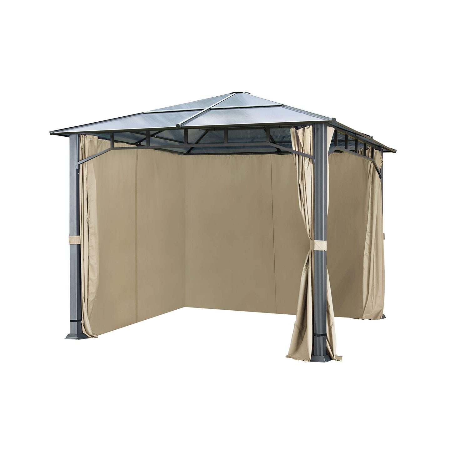 TOOLPORT 4 side walls for garden pavilion Sunset Deluxe 3x3 m - Polyester approx. 180 g/m² - with zipper - Champagne