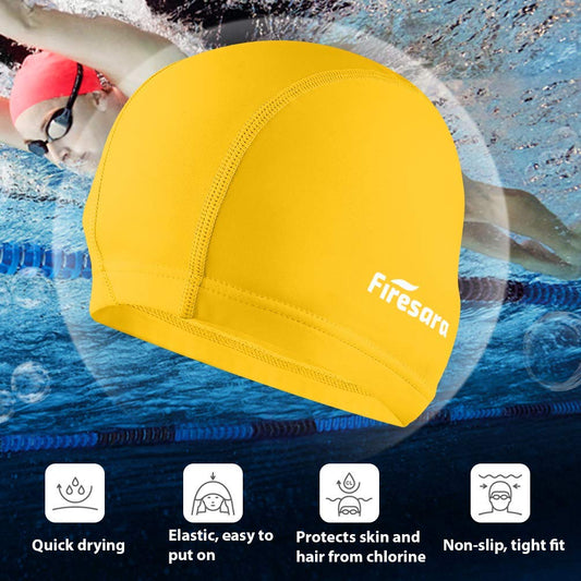 Firesara Lycra Swim Cap, Lycra Swim Cap Anti-Tear Coated Comfortable No Slip for Men Women Long Short Hair Adult Boys Girls
