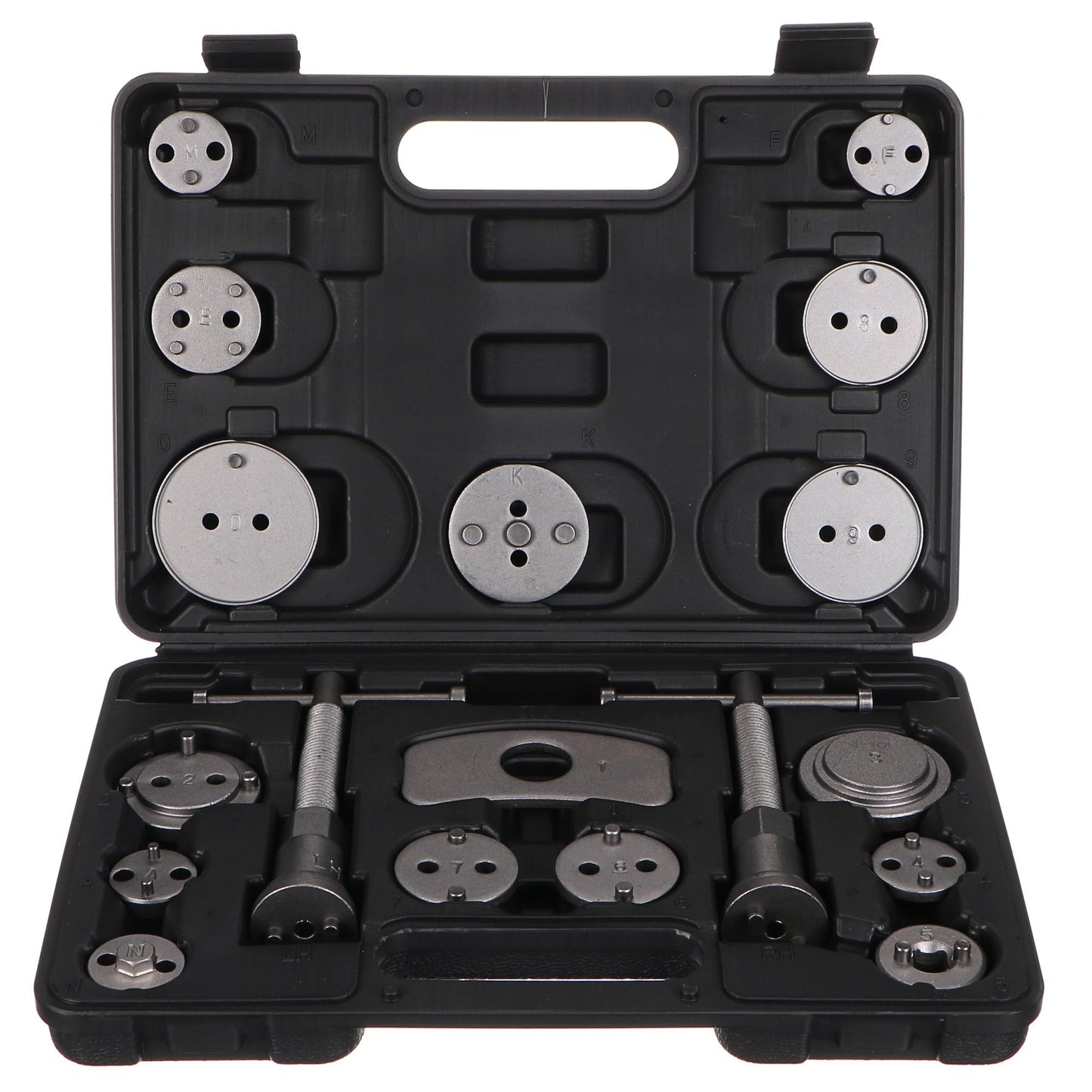 SIXTOL Mechanical Brake Set Black 18 | Brake Piston Reset Tool Set | 18 pieces | Rotate and compress | Disc Brake Tool | Adapters for various vehicle models | Tool case