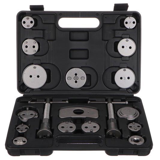SIXTOL Mechanical Brake Set Black 18 | Brake Piston Reset Tool Set | 18 pieces | Rotate and compress | Disc Brake Tool | Adapters for various vehicle models | Tool case